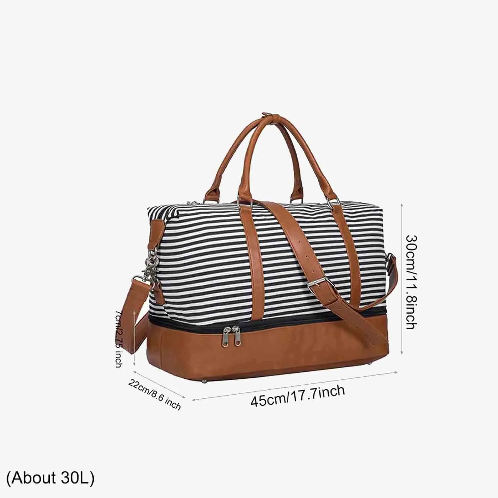 Striped Weekender Canvas Duffel Bag