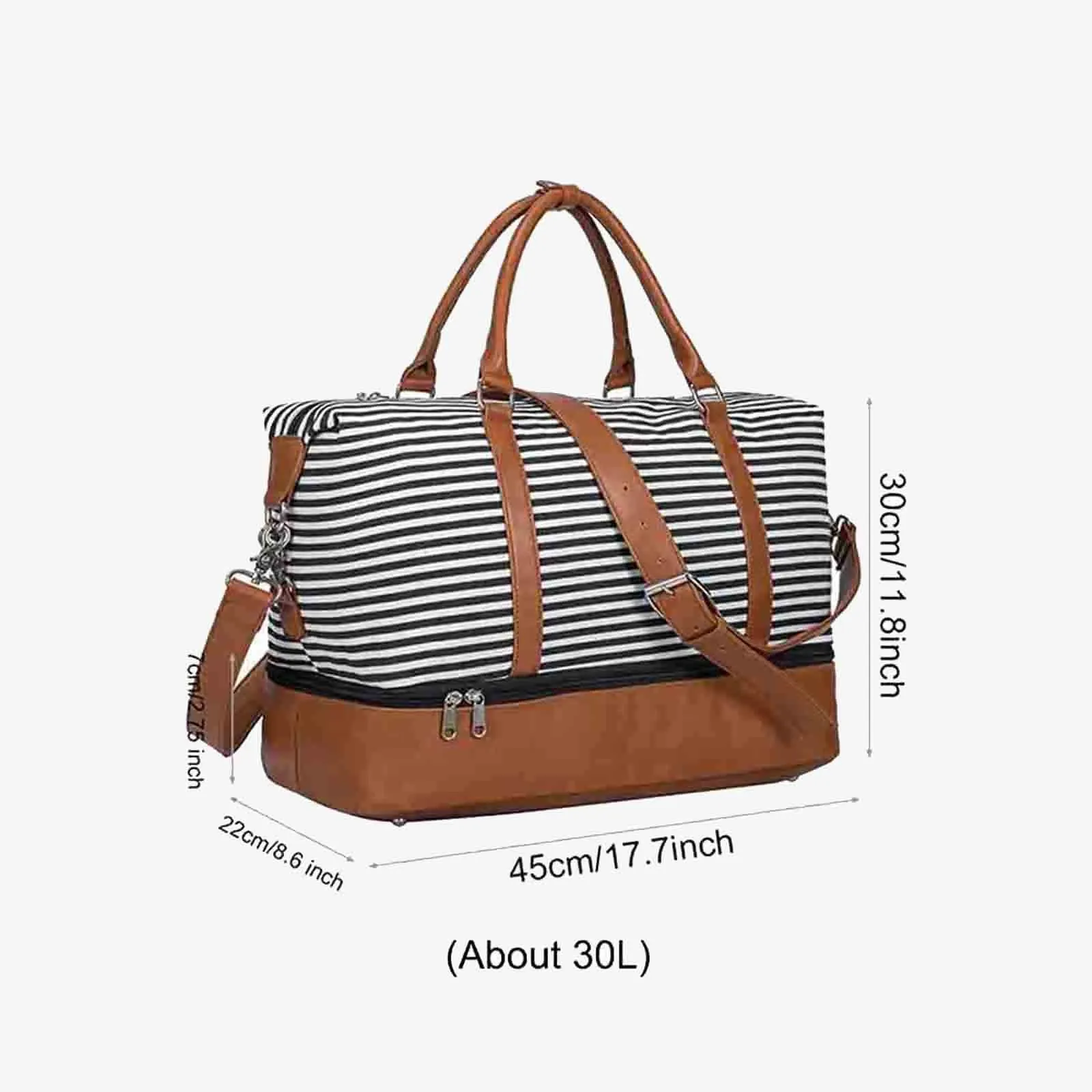 Striped Weekender Canvas Duffel Bag