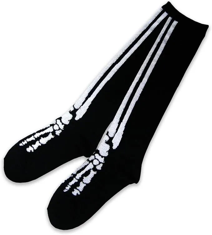 TeeHee Novelty Halloween Skeleton Fun Knee High Socks Black 1 Pair (9-11, Knee High 11985)