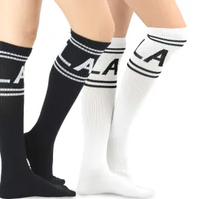 TeeHee Socks Women's Casual Cotton Knee High LA Stripe 2-Pack (11072)