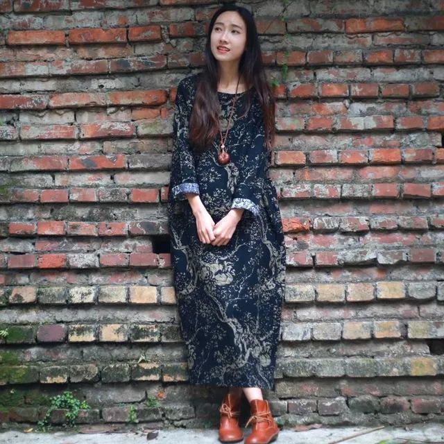 White and Blue Chinese Porcelain Dress  | Zen