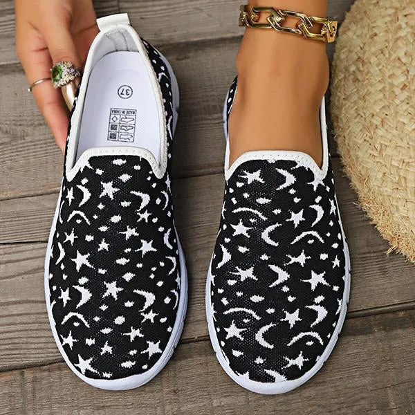 Women's Casual Star Moon Mesh Slip-On Sneakers 93329734S