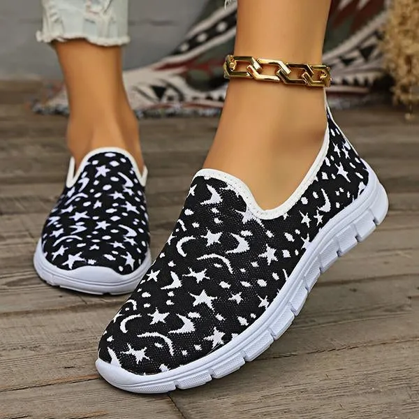 Women's Casual Star Moon Mesh Slip-On Sneakers 93329734S