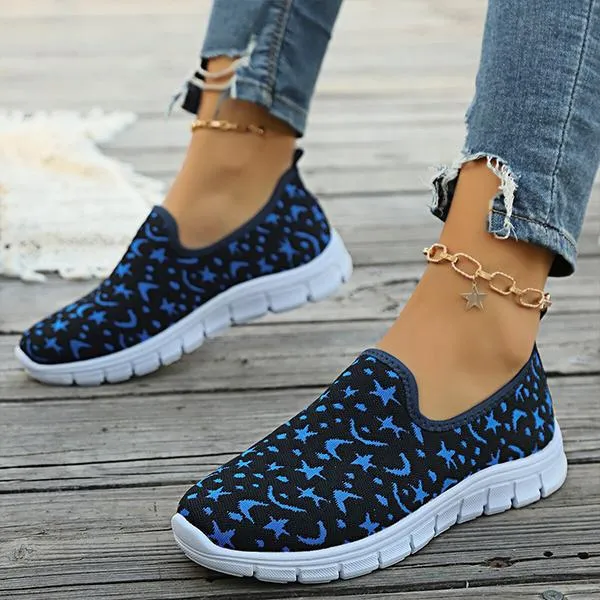 Women's Casual Star Moon Mesh Slip-On Sneakers 93329734S