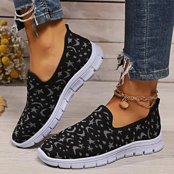 Women's Casual Star Moon Mesh Slip-On Sneakers 93329734S
