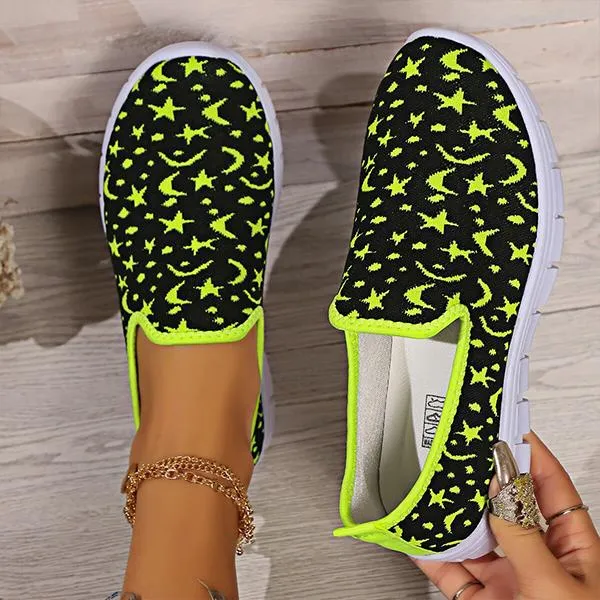 Women's Casual Star Moon Mesh Slip-On Sneakers 93329734S