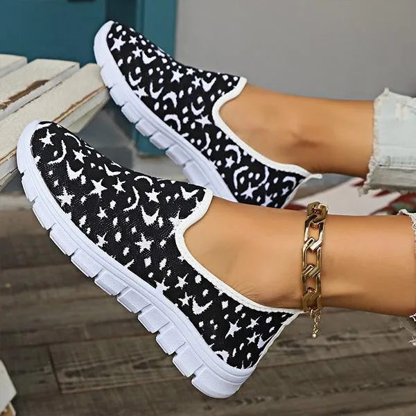 Women's Casual Star Moon Mesh Slip-On Sneakers 93329734S