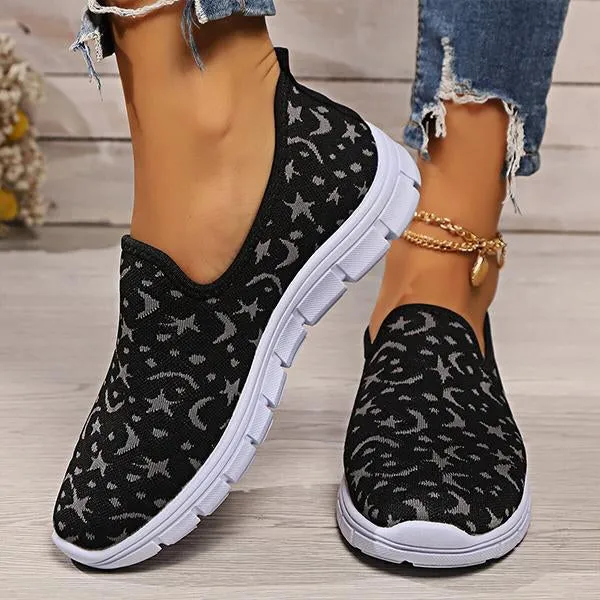 Women's Casual Star Moon Mesh Slip-On Sneakers 93329734S