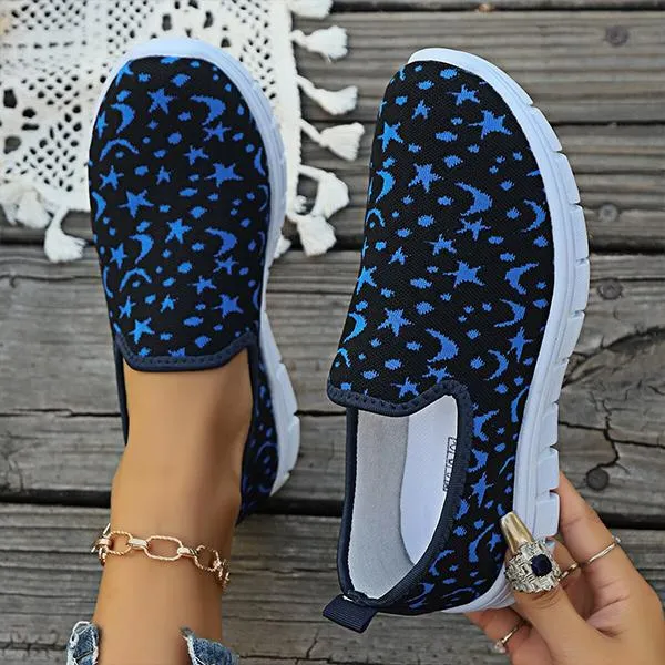 Women's Casual Star Moon Mesh Slip-On Sneakers 93329734S