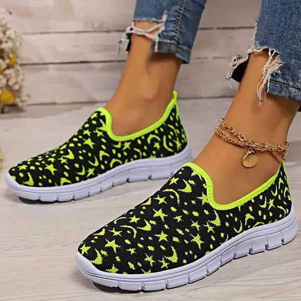 Women's Casual Star Moon Mesh Slip-On Sneakers 93329734S
