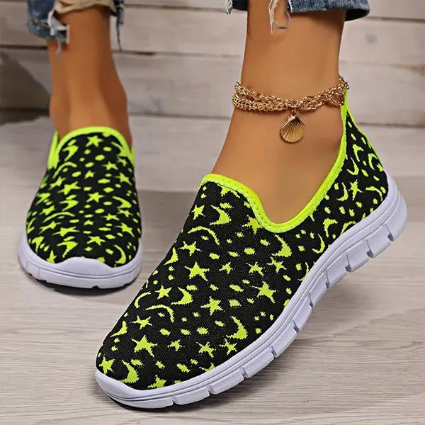 Women's Casual Star Moon Mesh Slip-On Sneakers 93329734S