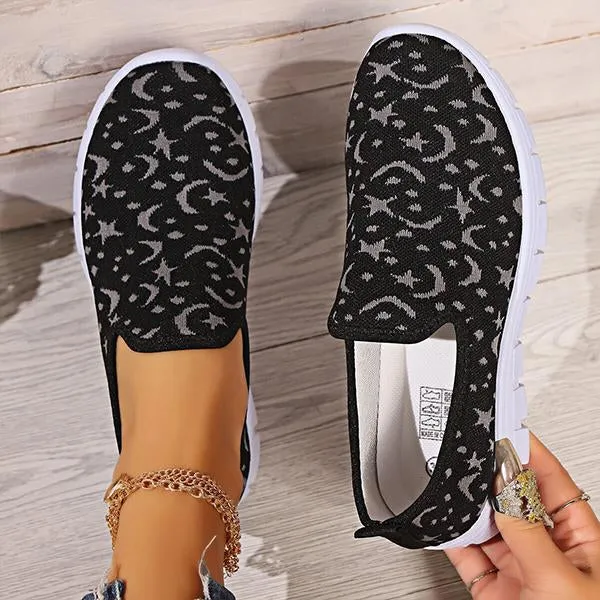 Women's Casual Star Moon Mesh Slip-On Sneakers 93329734S