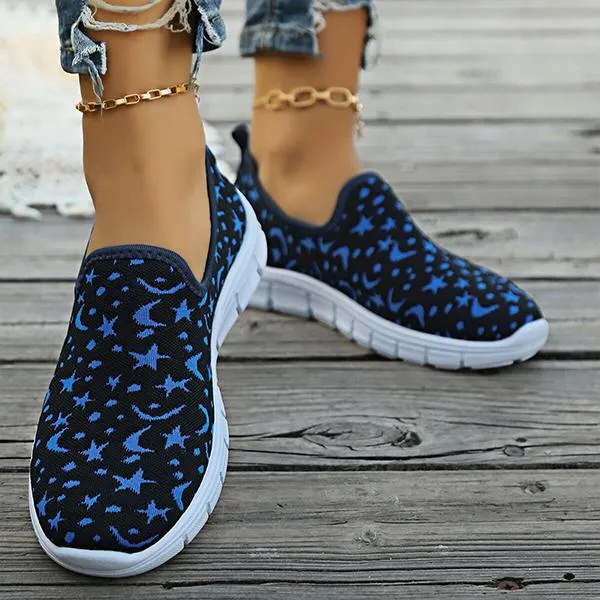 Women's Casual Star Moon Mesh Slip-On Sneakers 93329734S