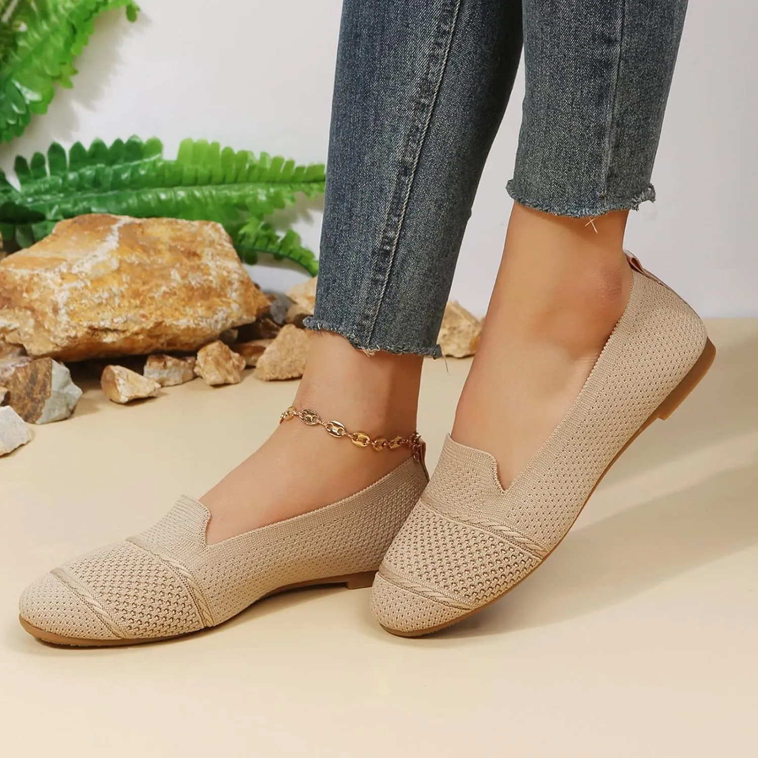 Women's Flats Walking Shoes Breathable Dress Ballet Flat Shoes Comfort Mesh Round Toe Classical Shoes for Work