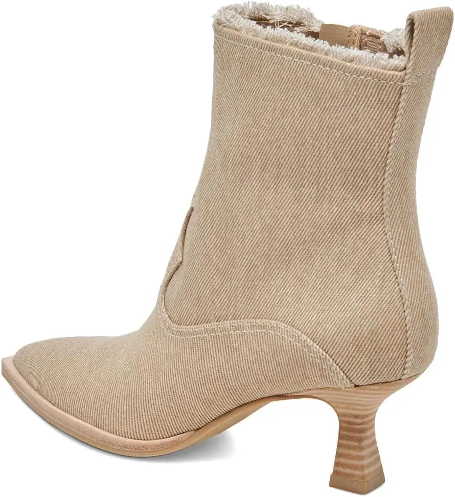 XYD Women Denim Boots Pointed Toe Side Zipper Ankle Booties Kitten Low Heels Dress Casual Party Shoes