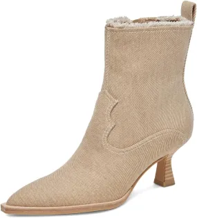 XYD Women Denim Boots Pointed Toe Side Zipper Ankle Booties Kitten Low Heels Dress Casual Party Shoes