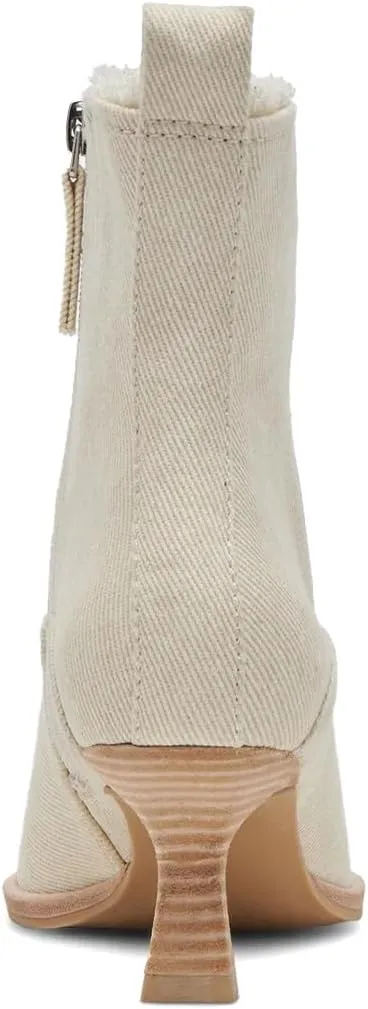 XYD Women Denim Boots Pointed Toe Side Zipper Ankle Booties Kitten Low Heels Dress Casual Party Shoes